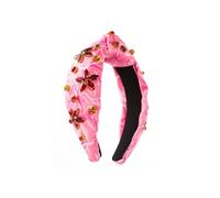 Donne Ragazze Stampa E Tintura Tessuto Fascia Fatto A Mano Cucire Strass Fiore Accessori Per Capelli pnnrk