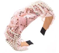 Donne Ragazze Tesa Larga Mesh Fascia Chiodo Perla Strass Perline Dolci Accessori Per Capelli Luce pnnrk