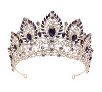 Donne Regina Concorso Grande Diadema Sposa Tiara Corone Per La Festa di Nozze Corone Della Corona Del Vestito Dei Capelli Gioielli Accessori Oro Viola