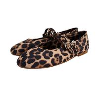 Donne retrò Leopard Ballet Flats Fibbia Strap Mary Jane Flats Ballerina Scarpe Punta Rotonda Ballet Piatto Scarpe per Donne Le Signore Ragazze Leopard Numero 36
