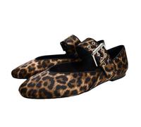 Donne retrò Leopard Ballet Flats Fibbia Strap Mary Jane Flats Ballerina Scarpe Punta Rotonda Ballet Piatto Scarpe per Donne Le Signore Ragazze Leopard Numero 35