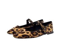 Donne retrò Leopard Ballet Flats Fibbia Strap Mary Jane Flats Ballerina Scarpe Punta Rotonda Ballet Piatto Scarpe per Donne Le Signore Ragazze Leopard Numero 39