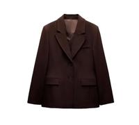 Donne Risvolto monopetto Blazer Set Una Linea Solido Mini Gonna Set Ufficio Elegante Sottile Manica Lunga Tasca Suit, Giacca Only, M