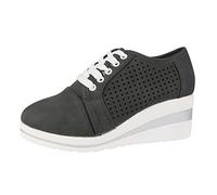 Donne romane di grandi dimensioni zeppe altezza aumento scarpe casual scarpe da ginnastica scarpe da donna alte, Nero , 39 EU