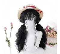 Donne Romantico Anello Ricci Capelli Lunghi Cosplay Parrucche Principessa Costume Quotidiano Partito Scuola Gioco Teatro Halloween Fantasia Abito Parrucca (Il nero naturale)