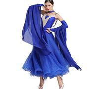 Donne Sala Da Ballo Danza Vestito Valzer Tango Concorso Costume Bretelle Moderno Standard Danza Performance Abbigliamento, Blu, M
