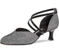Donne Scarpe da Ballo Latino 170-106-520 - Brocatto Nero/Argento - 5 cm Flare [UK 4]