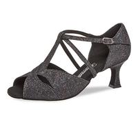 Donne Scarpe da Ballo Latino 182-077-511 - Brocatto Nero Multicolore - 5 cm Flare [UK 4,5]
