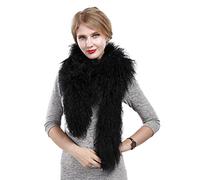 Donne Sciarpe Calde Mongolo Agnello Lungo Sciarpa Collo Avvolgere Autunno Inverno Riccio Scaldacollo Partito All'aperto 180x20cm, Nero