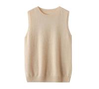 Donne Senza Maniche O-Collo Basic Pullover Maglione Autunno e Inverno Lana Casual Tinta unita Gilet Donna Maglia Top, Beige, XL