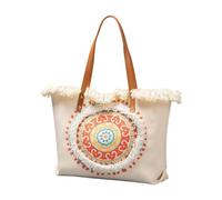 Donne Shopping Bag Nappa Borsa A Mano Allzumade Tela Bag Grande Capacità Top Stili Etnici Spiaggia Donne Stili Etnici Shopping Quartiere Tela Per Quotidiano, Yx240008 2