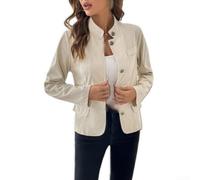 Donne Solido Stand Collar Cappotto Vita Cinched Lunghezza Regolare (S)