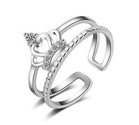 Donne Sterling Silver Cubic Zirconia Crown Princess Pull Pull Partnership Anelli amicizia impilando i regali di gioielli con dita ad anello regolabili
