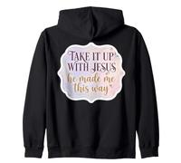 Donne Take It Up with Jesus He Made Me This Way Floral Girl Felpa con Cappuccio