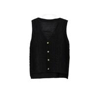 Donne Tinta unita Breve Scollo a V Maglia Gilet Moda Senza Maniche Regolare Grande Plus Casual Cardigan Maglione Top per le Donne, Nero , XXL