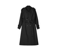 Donne Tinta unita risvolti doppia fila bottoni lunghi trenchcoat lavoro top giacca, Nero , L