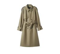 Donne Tinta unita risvolti doppia fila bottoni lunghi trenchcoat lavoro top giacca, Shenkaqi, XL