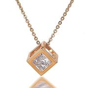 Donne Tridimensionale Squisito Cubo d'Amore Collana con Ciondolo in Zircone di Cristallo Oggetto Quadrato Catena da Donna Clavicola Catena di Maglione Selvaggio Collana in Lega di Gioielli,Oro, Taglia