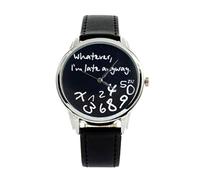 Donne unisex femminile signore femminile qualunque, sono in ritardo comunque love regalo in pelle orologio da polso quarzo watchunisex donne donne donne ragazze qualunque cosa sono in ritardo comunqu