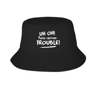 Donne Uomo Secchio Cappelli Oh Oh, Ecco Che Arrivano I Guai. Cappello da Pescatore Pieghevole Cappelli di Benna Casual Bucket Hat per Spiaggia All'Aperto Campeggio
