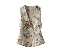 Donne V-collo Temperamento Stile Etnico Gilet Industria Pesante Stampato Stile Cinese Gilet Cardigan Donna, Colori, S