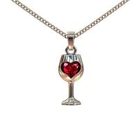 Donne Vintage Falso Ruby Amore Cuore Bicchiere Da Vino Ciondolo Catena Gioielli Collana Trattamento molto attraente