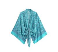 Donne Vintage Floreale Boho Kimono Breve Robe Costumi Da Bagno Maniche Pipistrello Bohemian Cover Ups Beachwear, EN8, S