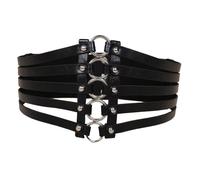 donne vintage punk rivetti in pelle cintura larga scava fuori cinch band