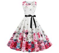 Donne Vintage Retro Abito Rockabilly Anni 1950 50 60 70 Audrey Hepburn Stile Casual Vestiti Increspati Lati Lobe Abito Vintage Anni 70 Pin Up Donna Verde Economico, F Rose., M