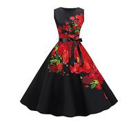 Donne Vintage Retro Abito Rockabilly Anni 1950 50 60 70 Audrey Hepburn Stile Casual Vestiti Increspati Lati Lobe Abito Vintage Anni 70 Pin Up Donna Verde Economico, G Rosso, L
