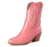 Donne Western Stivali da cowboy with Embroidered Moda Retrò Classico Basic Mid Calf Wide Calf Stivali Cowgirl per donne Ragazze Le signore rosa Numero 36
