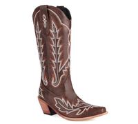 Donne Western Stivali da cowboy with Embroidered Moda Retrò Classico Tall Boot Pull On per donne Ragazze Le signore Marrone Numero 38