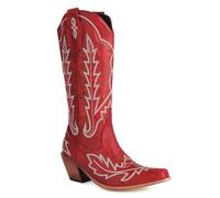 Donne Western Stivali da cowboy with Embroidered Moda Retrò Classico Tall Boot Pull On per donne Ragazze Le signore rosso Numero 39