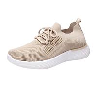Donne Zeppa Sneakers Mesh Calze Casual Capispalla Scarpe Da Donna Traspirante Casual Scarpe Sportive Tennis Tacos, cachi, 6.5 UK 3X-Narrow