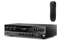 Donner Amplificatore, Amplificatore Hifi a 6 canali con potenza massima di 1000 W con Bluetooth 5.3, USB, FM, 2 ingressi microfono, eco, RCA, ingresso fibra/coassiale per casa, karaoke, MAMP6