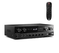 Donner Amplificatore Audio, Amplificatore Hifi premium a 4 canali con potenza massima di 1000 W con Bluetooth 5.0, USB, FM, 2 ingressi microfono, eco, RCA, ingresso fibra/coassiale per casa, karaoke