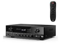 Donner Amplificatore Audio Stereo, Ricevitore a 2 Canali da 600 W di Picco con Bluetooth 5.3, Phono, Ottico, Coassiale, USB, FM, 2 Ingressi Microfono, AUX, RCA Ingresso, Karaoke, Altoparlanti, MAMP2
