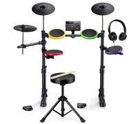 Donner Batteria elettrica DED-70SE con 150 suoni, 4 silenziosi cuscinetti a rete da 9", USB MIDI, porta di tipo C, trono, cuffie, bastoncini, lezioni di melodia, altezza regolabile