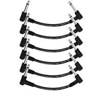 Donner Cavi Patch per Effetti per Chitarra Classico Jack Dia 6,35mm, 15CM Cavetto per Strumenti Musicali TS Mono per Chitarra/Basso Pedaliera Effetti, 6 Unità, Colore: Nero