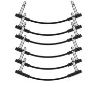 Donner Cavi Patch Piatto 15 cm per Pedale Effetti Chitarra, Jack Dia 6.35mm Cavetto per Strumenti Musicali TS Mono per Chitarra/Basso, Nero 6 Unità