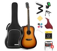 Donner Chitarra Acustica Kit 4/4 Chitarra Folk 41 Pollice in Abete Mogano con Custodia Corde Plettri Capotasto Cinghia per Audlto Principiante Studente Sunburst