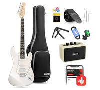 Donner Chitarra elettrica, DST-152 Starter Kit per chitarra elettrica HSS Pickup Coil Split, con amplificatore, borsa, accessori, bianco