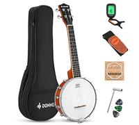 Donner DBU-200 Banjolele, 4 corde Banjo Ukulele Concert 23 pollici Remo Sapele Drumhead con cinghia, plettri, archi, borsa da gig bag, tunner, traliccio, righello