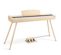 Donner DDP-80 Pianoforte Digitale 88 Tasti Tastiera Ponderati, Azione del Martello II, Piano Elettrico Domestico con Supporto, Pedale Triplo e Collegamento USB MIDI, Colore legno chiaro