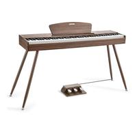 Donner DDP-80 Pianoforte Digitale 88 Tasti Tastiera Ponderati, Azione del Martello II, Piano Elettrico Domestico con Supporto, Pedale Triplo e Collegamento USB MIDI, Colore legno noce