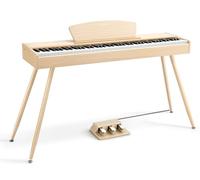 Donner DDP-80 Pianoforte Digitale 88 Tasti Tastiera Ponderati, Azione del Martello II, Piano Elettrico Domestico con Supporto, Pedale Triplo e Collegamento USB MIDI, Colore legno chiaro