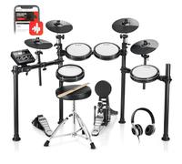 Donner DED-200X Batteria Elettronica Con Pelli Mesh Drum Pad, Rack in Alluminio Con Pad Batteria Mesh Silenziosi, 31 kit e Oltre 450 Suoni, USB MIDI, Lezioni Di Melodia (5 pad, 4 piatti)