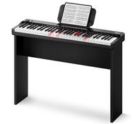 Donner DK-10S Pianoforte Elettrico Portatile 61 Tasti con Tastiera Luminosa per Principianti - Batteria 5 Ore, Wireless, Supporto Legno, APP POP, Nero