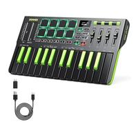 Donner DMK25 Pro - Controller MIDI per tastiera, 25 mini tasti, controller MIDI USB-C portatile con 8 drum pad, display OLED, touch bar personalizzato, software di produzione musicale e 40 corsi di