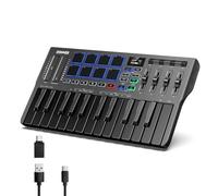 Donner DMK25 Pro MIDI Keyboard Controller, 25 Mini Key Portable USB-C MIDI Keyboard con 8 Drum Pad, Display OLED, Touch Bar personalizzata, Software di produzione musicale e 40 corsi gratuiti